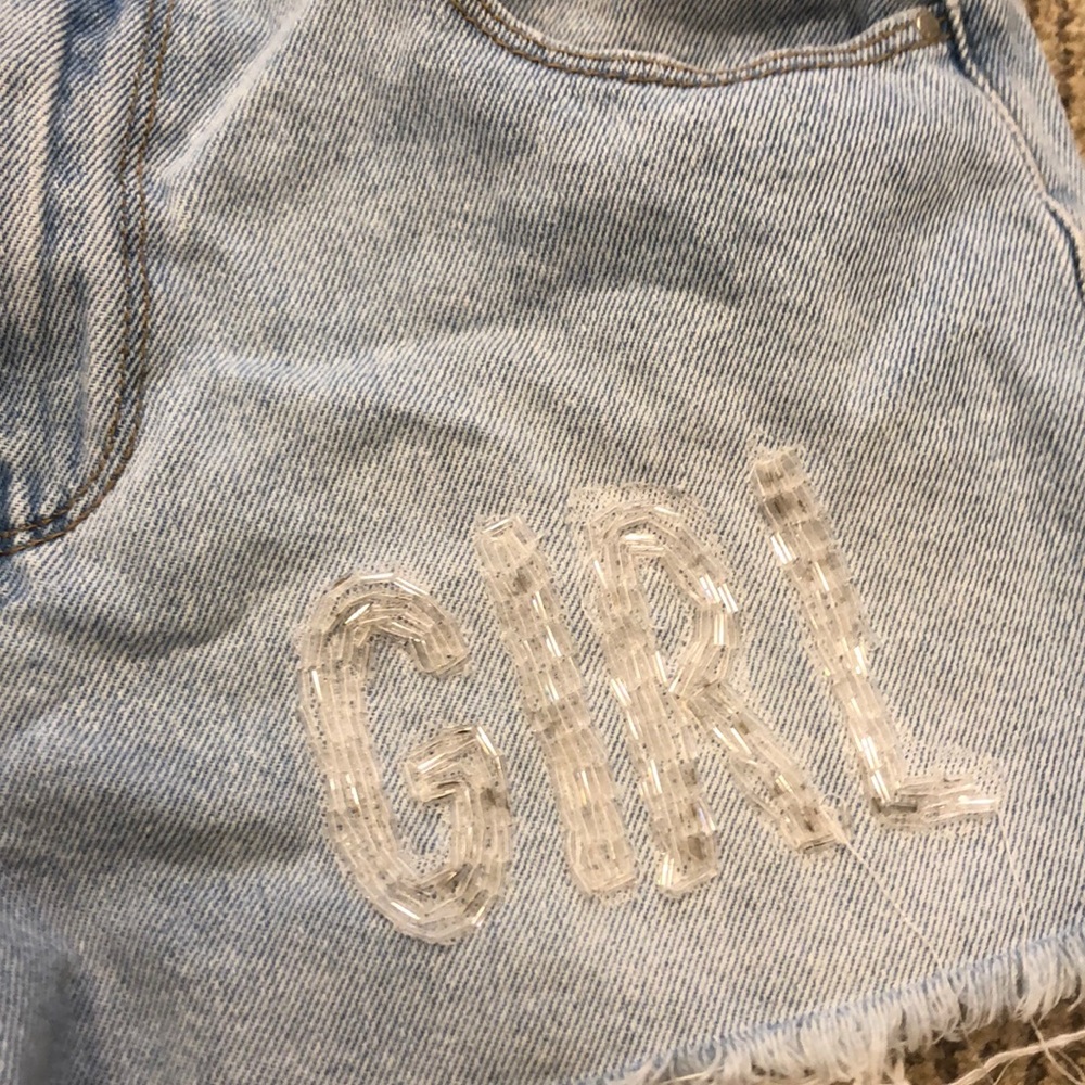 Zara Girls Denim Jean Shorts “OH GIRL” Sz 11/12 - Picture 3 of 4